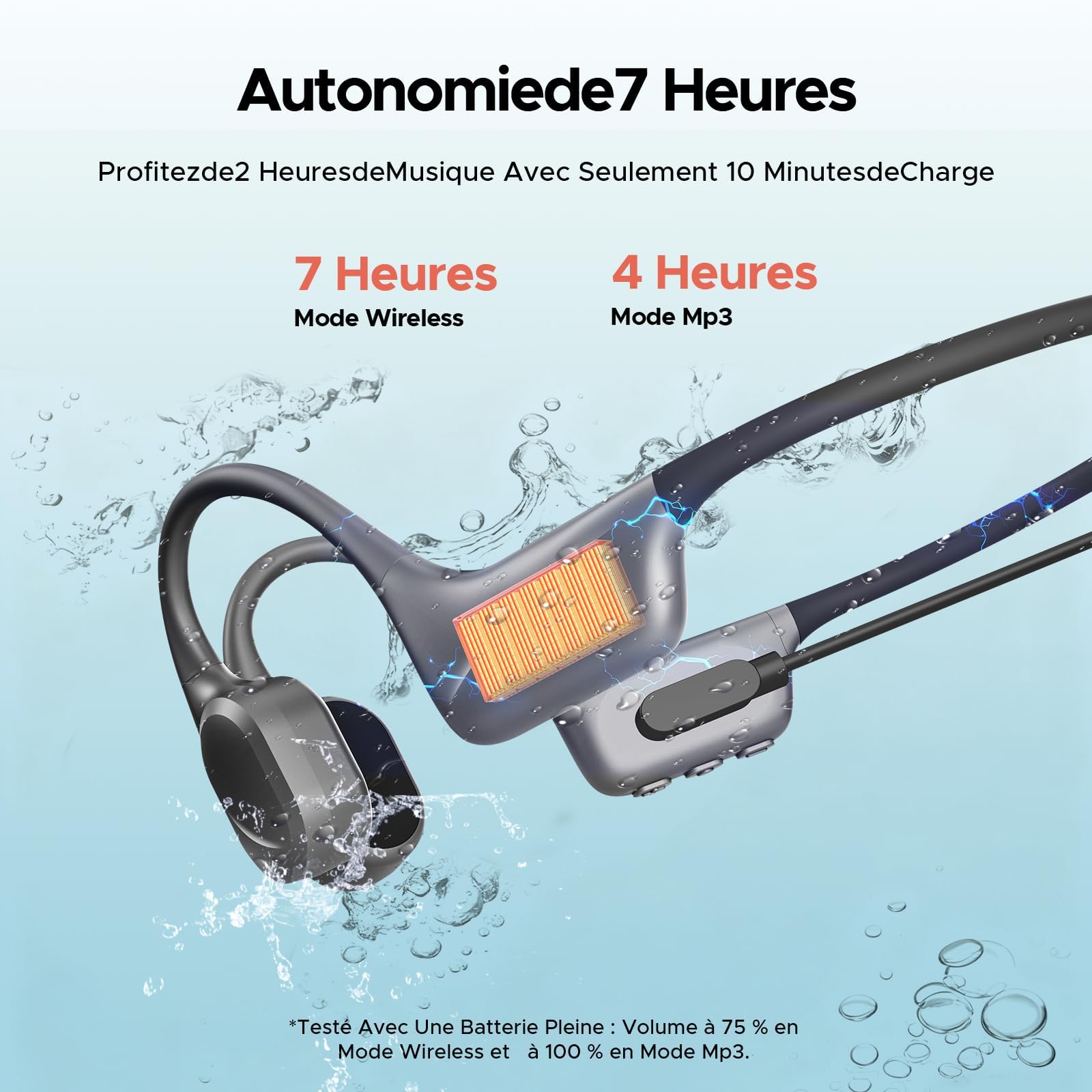 Auriculares de conducción ósea, Impermeables IP68 para natación, batería 10h, Bluetooth 5.4, Almacenamiento 32GB, Ideales para Ciclismo (Gray)