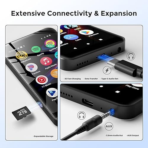 Miniatura 6 de Reproductor MP3 innioasis de 160 GB con Bluetooth y WiFi, reproductor de MP3 con Spotify, Spotify Kids, Pandora, Play Store, aplicación de