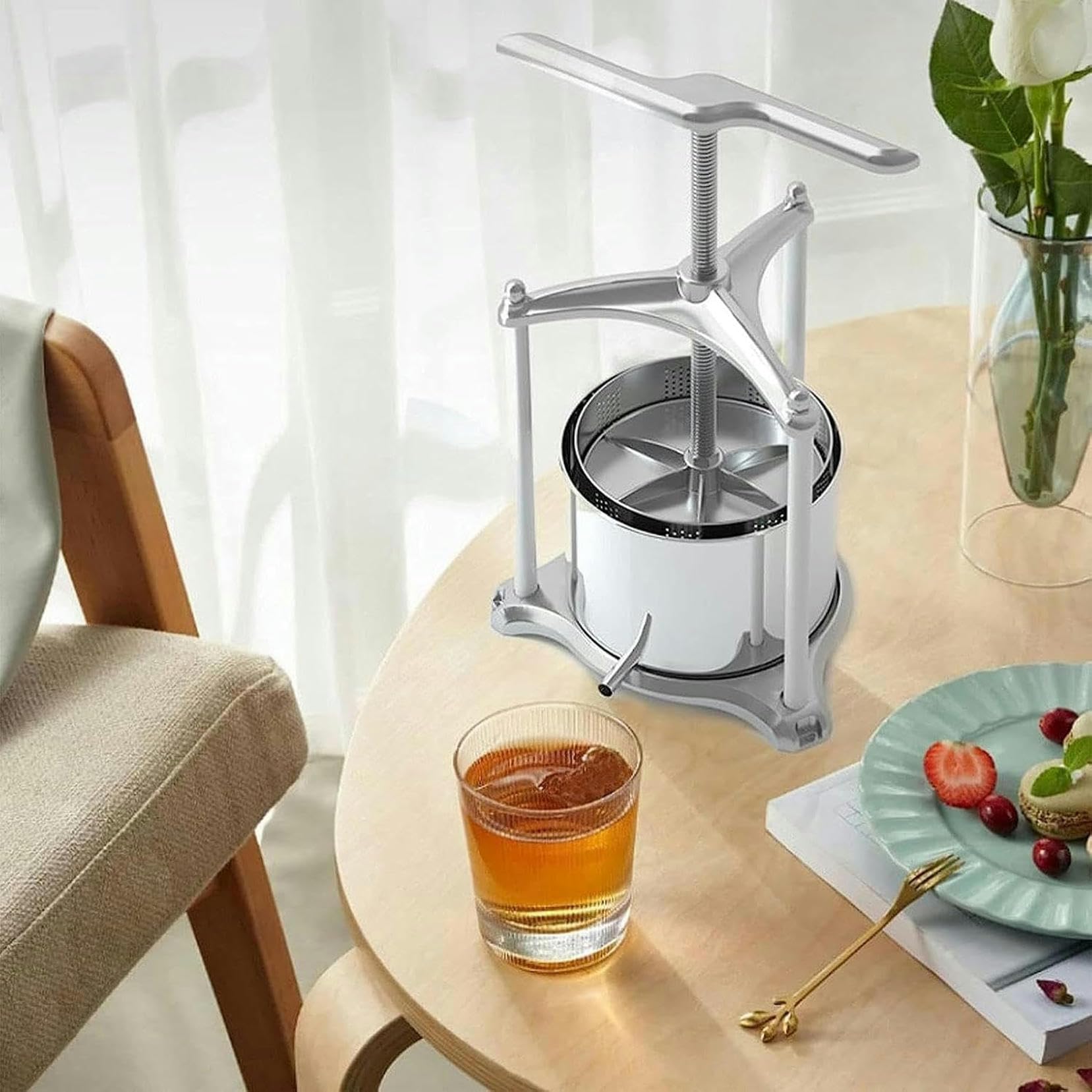 Obstpresse, 6L Edelstahlwein, Schraubenpresse, Ölpresse, Geeignet Für Wein, Honig, Saft, Ölproduktionspfeffer ~/