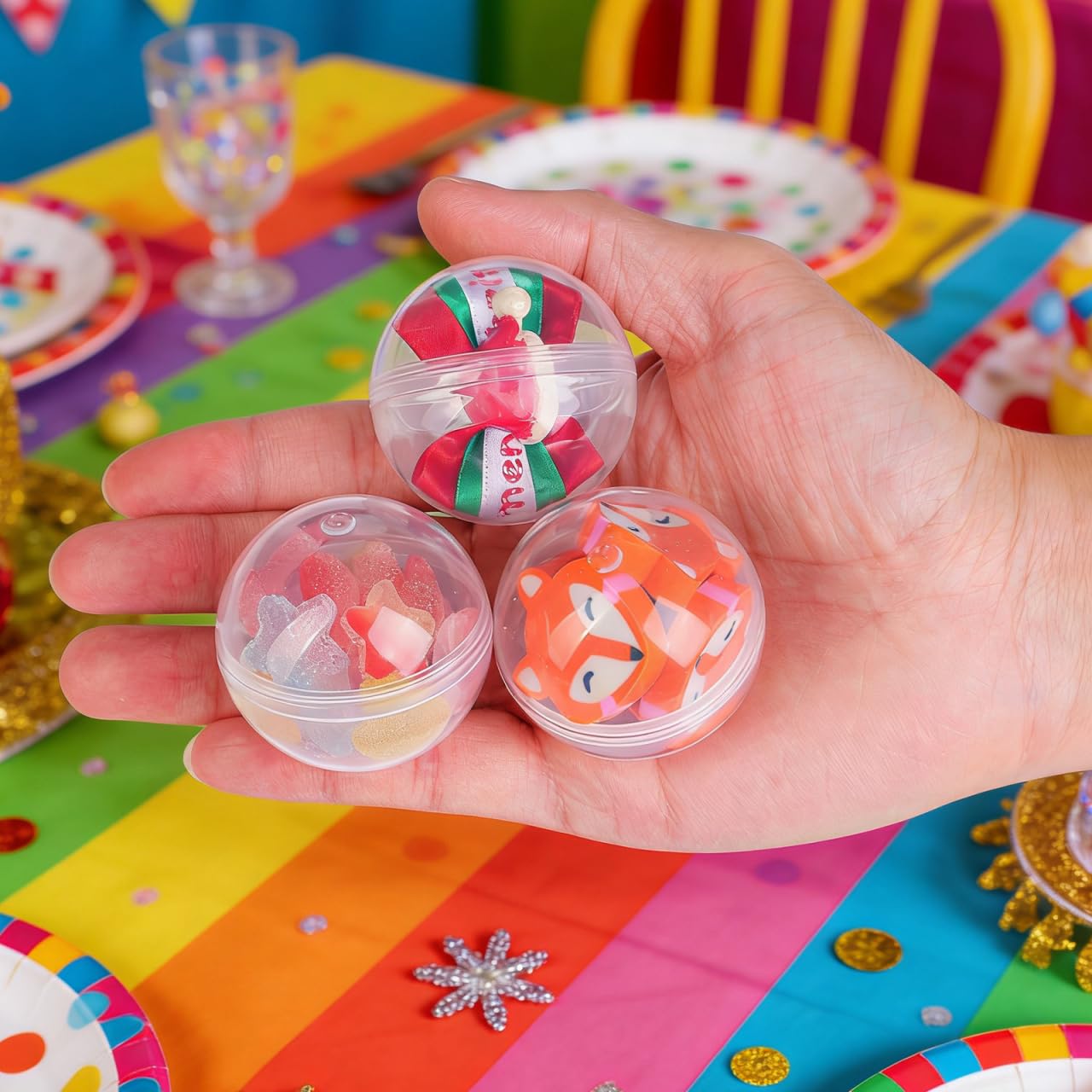 HOMSFOU Sfere della lotteria in plastica cava bingo 50 pezzi 45 mm sfere trasparenti tombola rotonde distributori automatici palline da gioco puntelli per feste