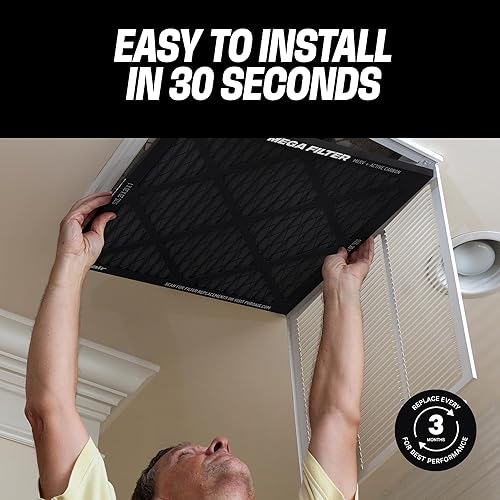 Miniatura 7 de PuroAir Mega Filter - Filtros de aire MERV 13 20x20x1 para el hogar con carbón activado - Filtra alérgenos, caspa de mascotas, humo, polvo - Filtros