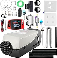 Vista 10 de WAYSKA - Calentador de aire diésel de 12 V, 3.9 galones, 8 kW, silenciador, calentador de estacionamiento diésel con termostato LCD y control remoto