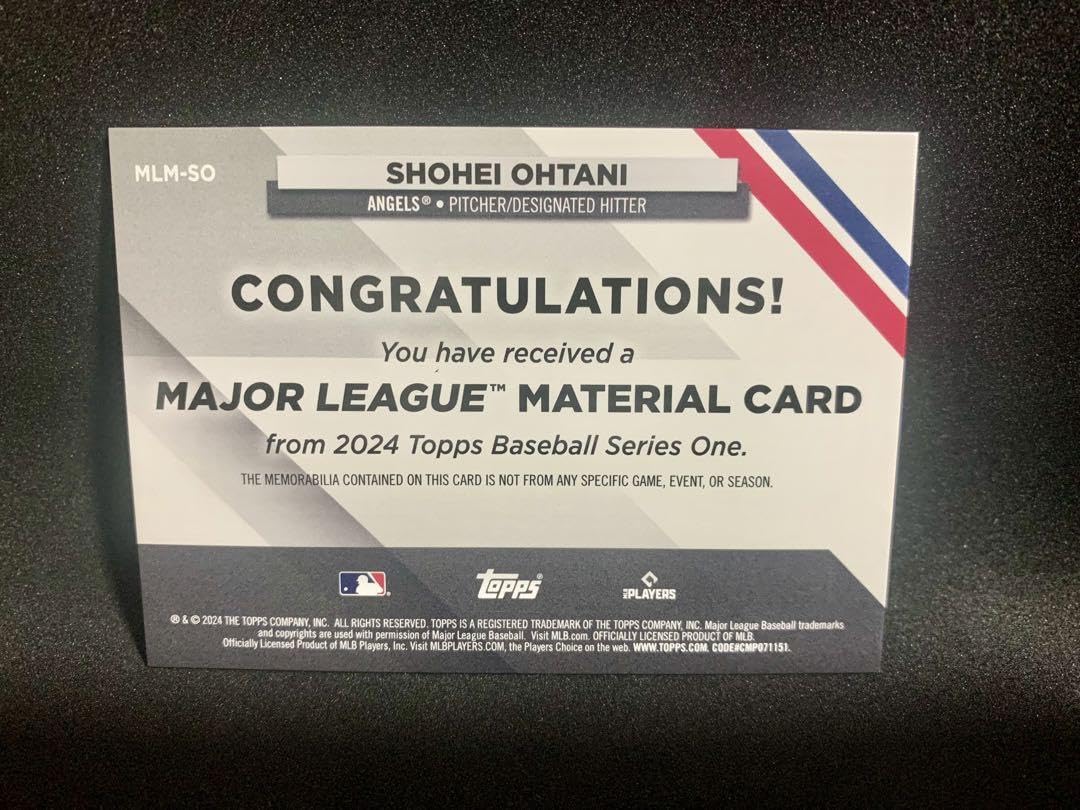 Amazon.co.jp: 大谷翔平 topps 2024 Material MLM-SO パッチカード 