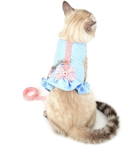 Miniatura 8 de Zunea Arnés sin tirones para perro y niña, a prueba de escapes, chaleco de gato y gatito, juego de correa con forro de algodón suave acolchado