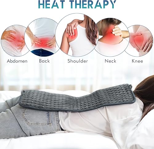 Miniatura 2 de DAILYLIFE Almohadilla térmica, almohadillas térmicas eléctricas de 12 x 24 pulgadas con asas, envoltura térmica multiusos para cuello, hombros,