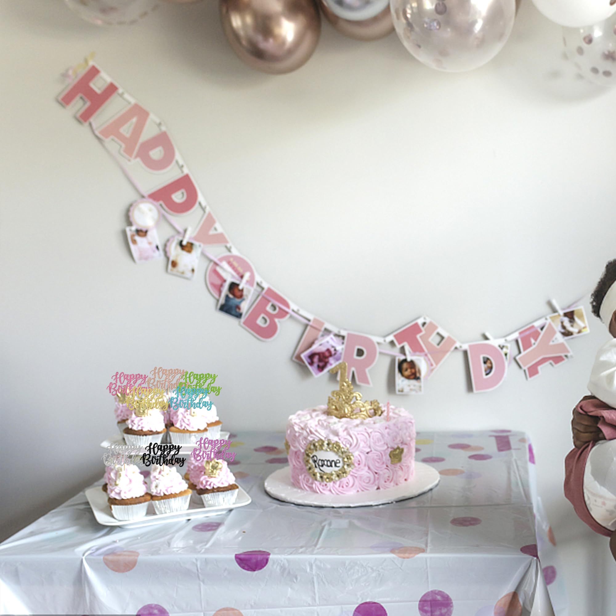 24 Stück Kuchen-Deko Geburtstag - Glitzer Cupcake Topper Alles Gute Zum Geburtstag