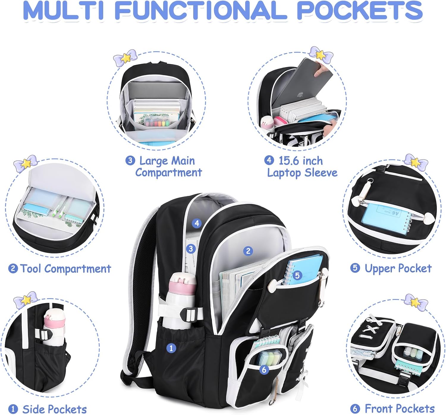 Kids Backpacks for Girls Teens Kawaii Bookbag for Elementary Primary Middle High School Daypack - Image 4