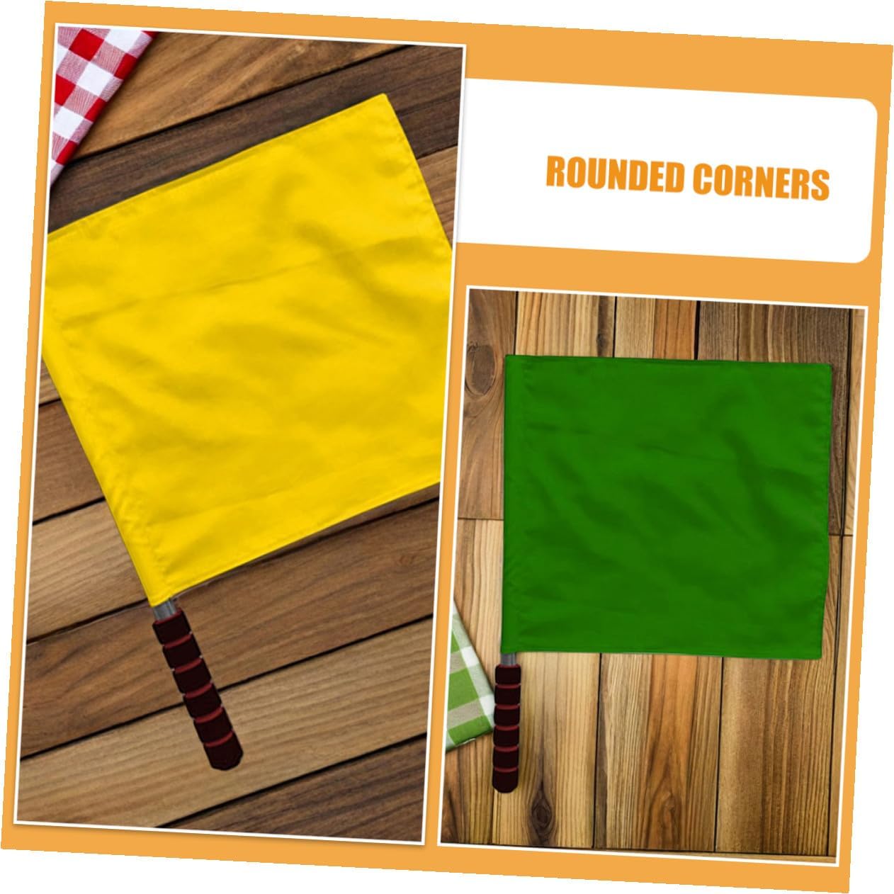 2pcs Hand Signal Flags for Traffic and Sports High Visibility Safety and Referee Flags with Yellow and Green Sturdy Fabric for Training and Emergency Use