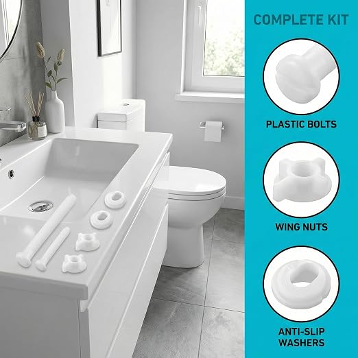 2 tornillos plásticos para asiento de sanitario blanco miniatura 3