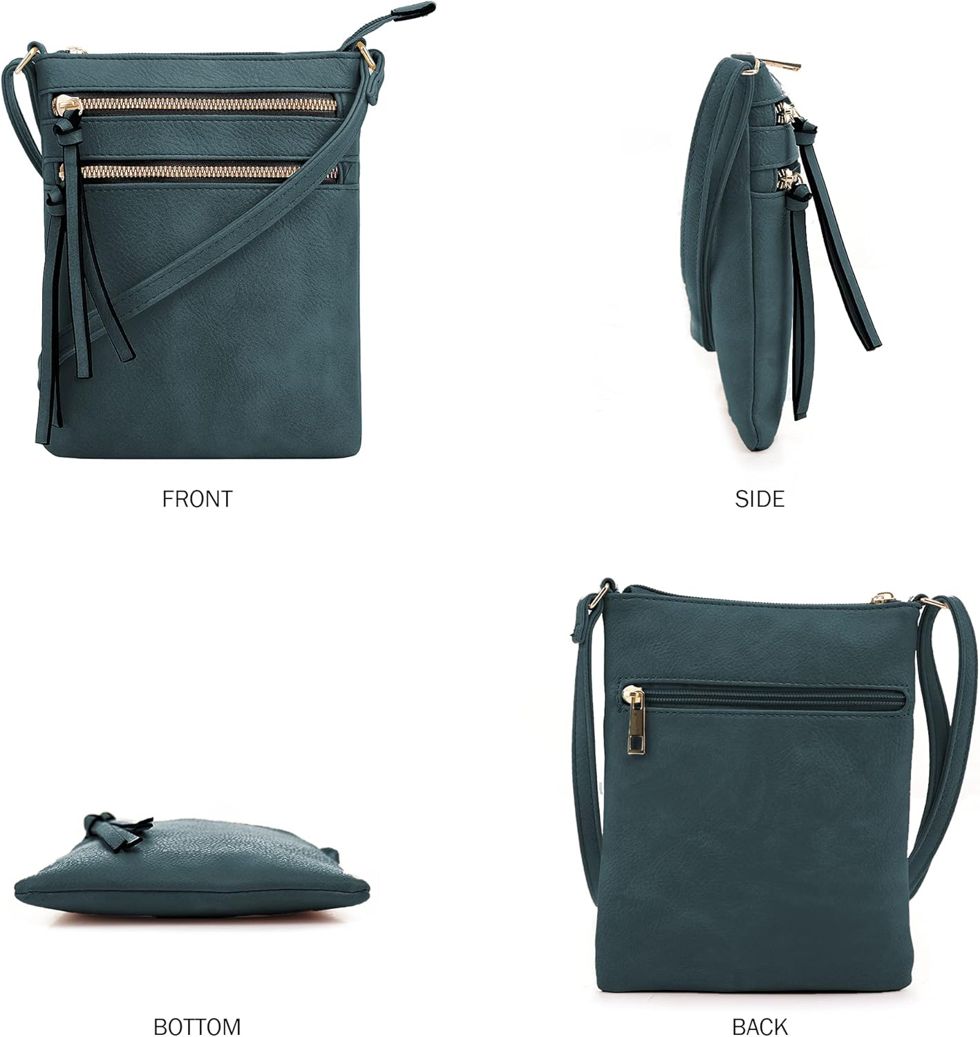 DELUXITY | Crossbody Purse Bag | Functional Multi Pocket Double Zipper Purse | Adjustable Strap | Medium Size Purse |GN - Image 3