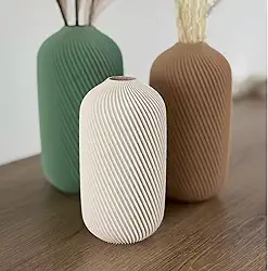 Vaso Ibiza, Design Espiral Moderno, Decorativo para Flores Secas e Pampas (Bege, 17cm)