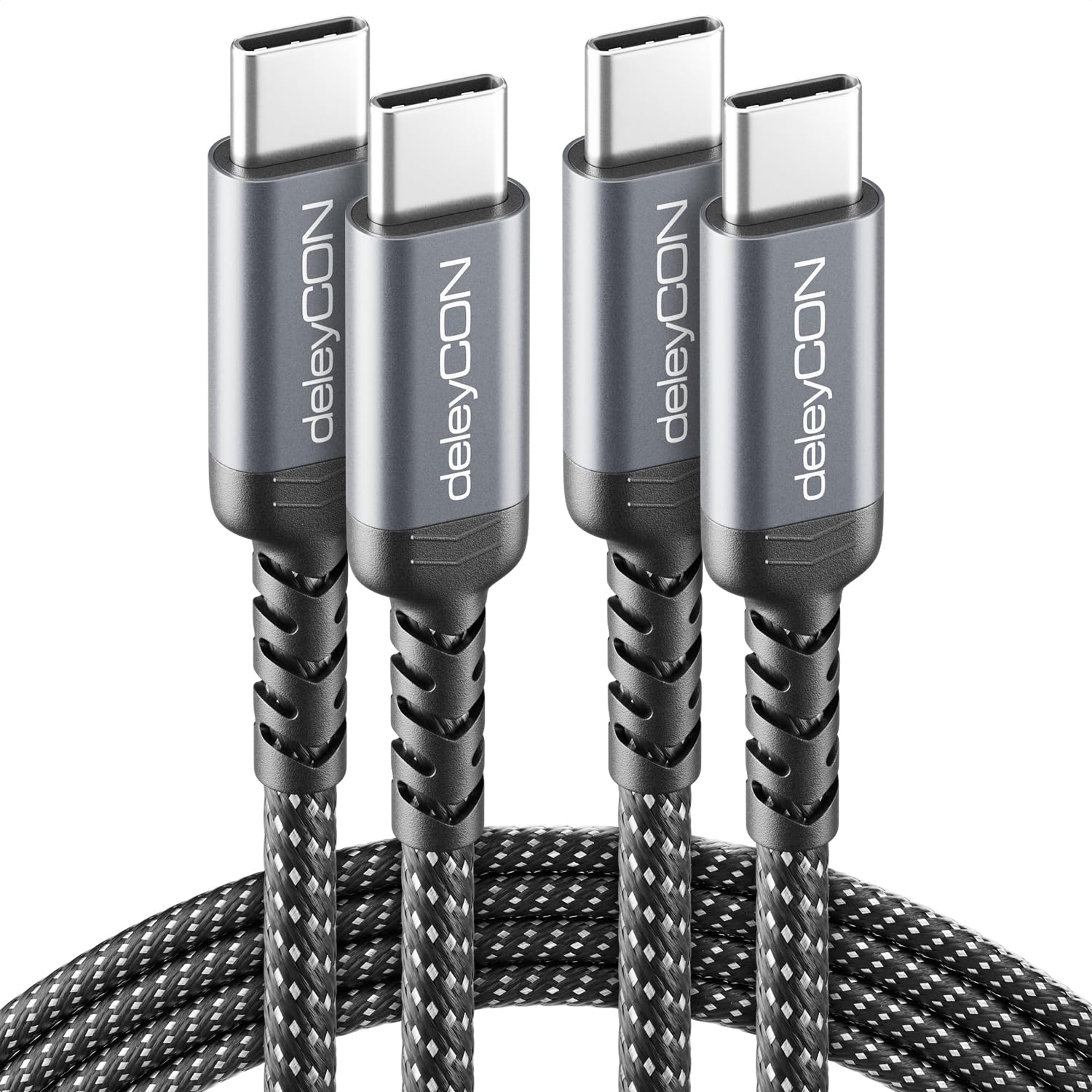 deleyCON 2 x 1 m USB-C Charging Cable 240W PD 3.1, C to C for iPhone 17 16 15 Pro Max Air Galaxy A16 A56 S25 S24 S23 Pixel iPad MacBook AirPods Tablet Switch PS5