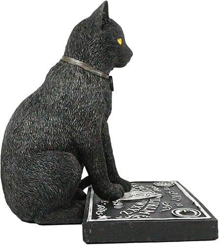 Miniatura 2 de Juego de 1 tabla de espiritus Ouija de gato negro de Halloween con horario de brujería y estatuilla de planchette