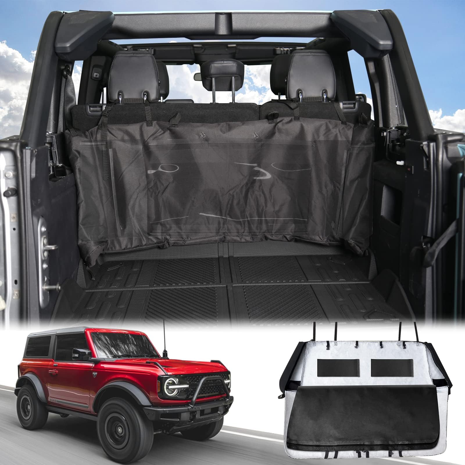 Mabett Soft Top Window Storage Bag for Ford Bronco Accessories 2021 2022 2023 2024 4 Door Plush Multi-Layer Protection Bags Prevent Soft Windows Scratching and Bending