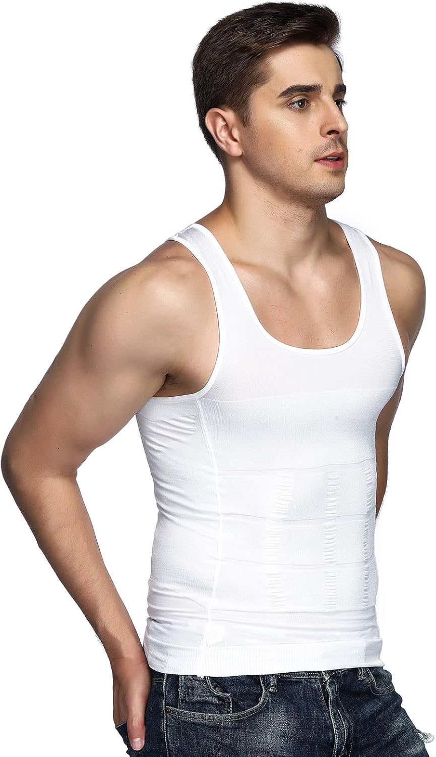 Odoland Mens 5 Pack Body Shaper Slimming Tummy Vest Thermal Compression Shirt Tank Top Shapewear - Image 7