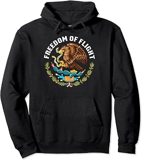 Freedom of flight, Mexico eagle aguila escudo Pullover Hoodie