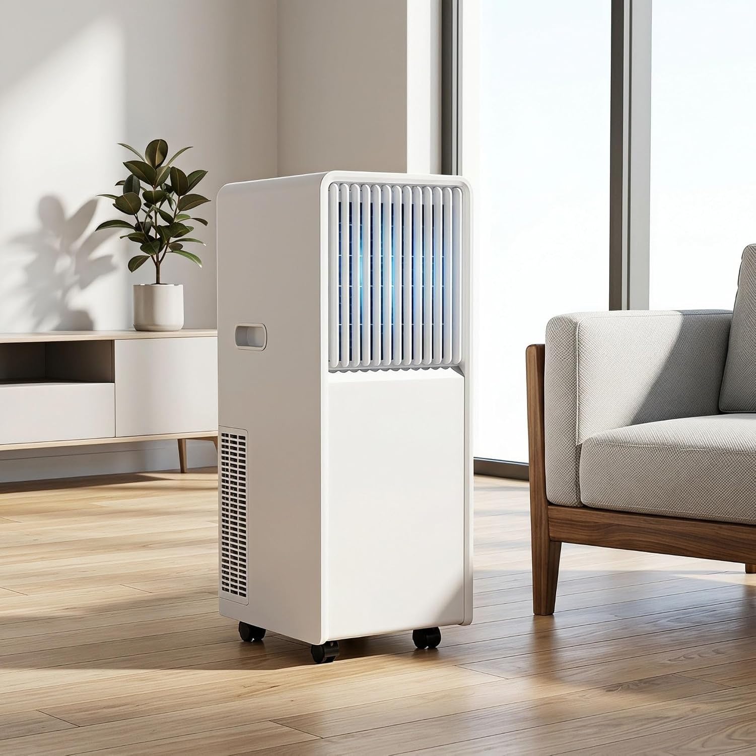 Aire Acondicionado Portátil 12000 BTU, Enfría 33 m², Unidad AC Inteligente con Deshumidificador, Temporizador Nocturno y Mando a Distancia para Hogar y Oficina, 12000 BTU, 12000 BTU