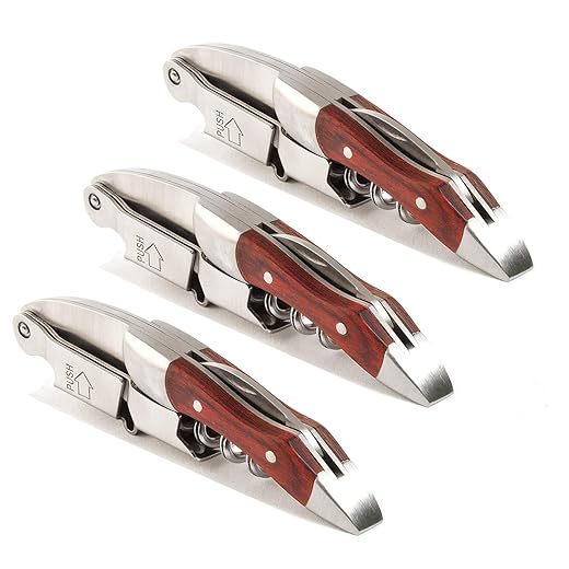 Professional Waiter Corkscrew Wine Key for Bartenders Set of 3,With Long Rosewood Handle Stainless Steel Handle Wine Opener for Bar Restaurant Waiters, Sommelier, Bartend (Rose Wood 3 Packs)