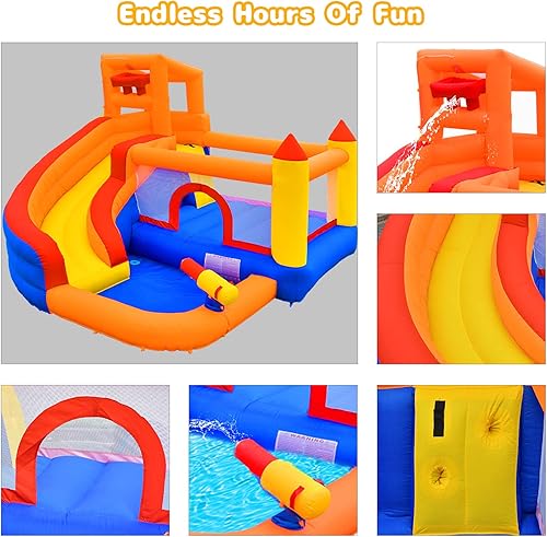 Miniatura 3 de ALINUX Inflatable Water Slide Inflatable Water Park for Wet and Dry 5 in 1 Water Pool Slide Without Blower