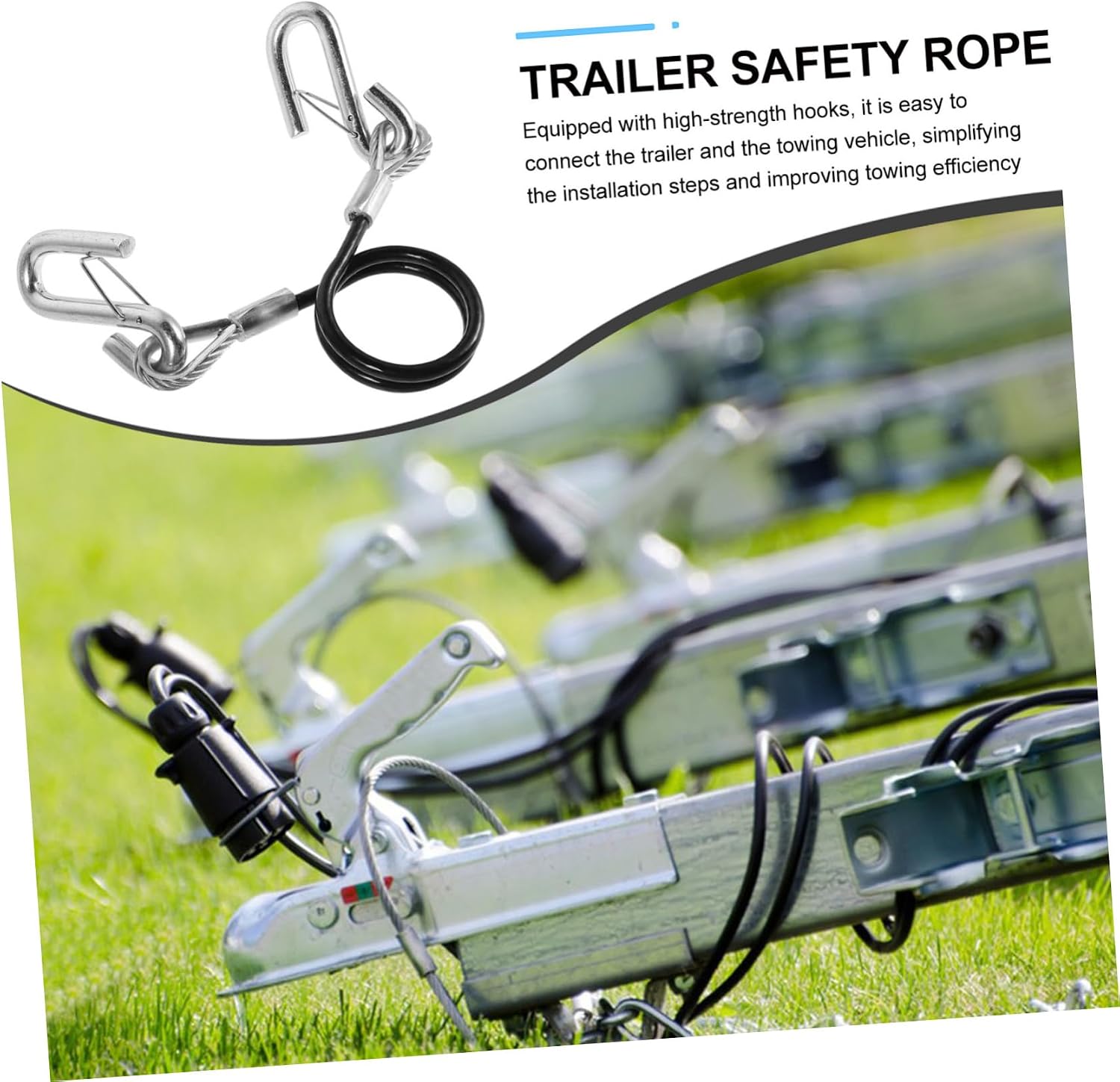 VOSAREA 2pcs Trailer Safety Cable with Snap Hooks, 3500 Lb Break Strength