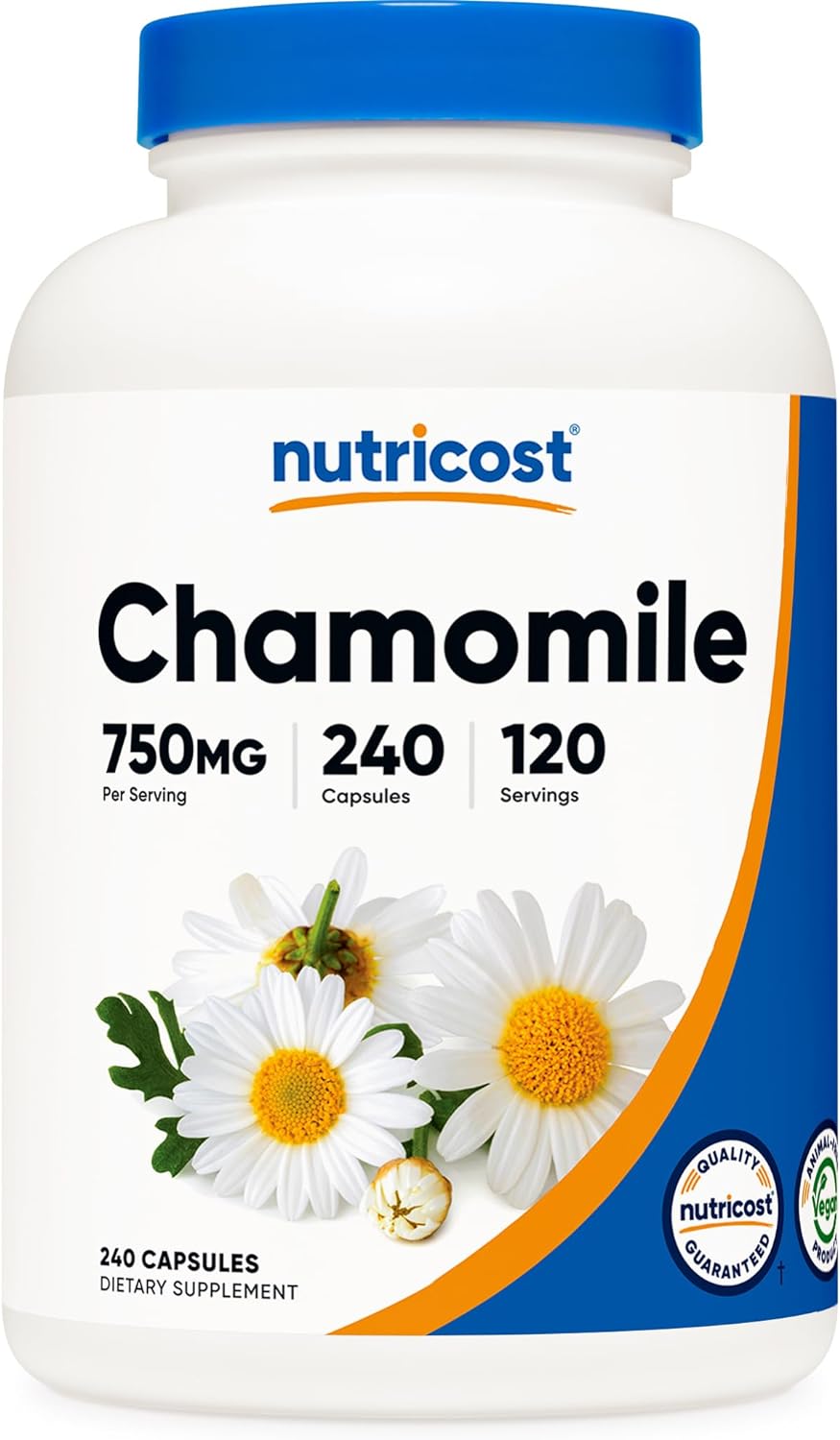 Nutricost Chamomile 750mg, 240 Vegetarian Capsules, 120 Servings – Non-GMO, Gluten Free