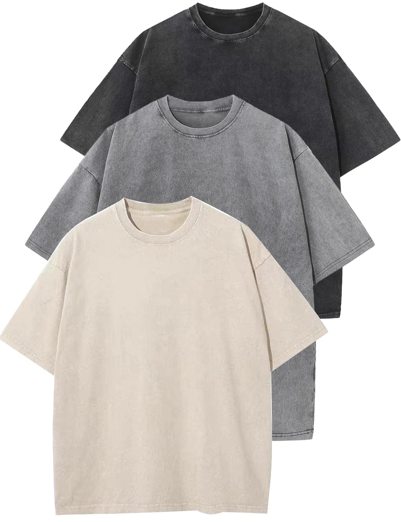 Men's Oversized T Shirts Cotton Tee Vintage Unisex Short Sleeves Casual Loose Washd Basic Streetwear Baggy Tops