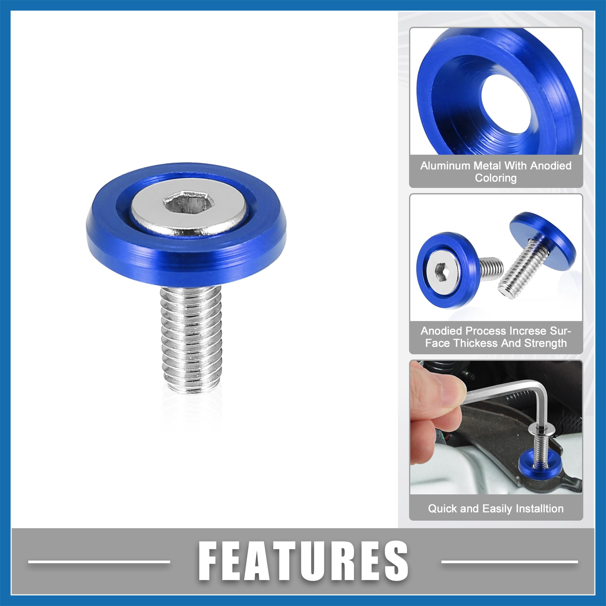 A ABSOPRO Auto Paraurti Paraurti Rondella Bullone Motore Bay Vestito Su Kit Blu Sostituzione dell'articolo
