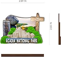 Vista 3 de Imán de madera del Parque Nacional Acadia de los Estados Unidos, imanes 3D para nevera, recuerdos coleccionables de viaje, decoraciones hechas a