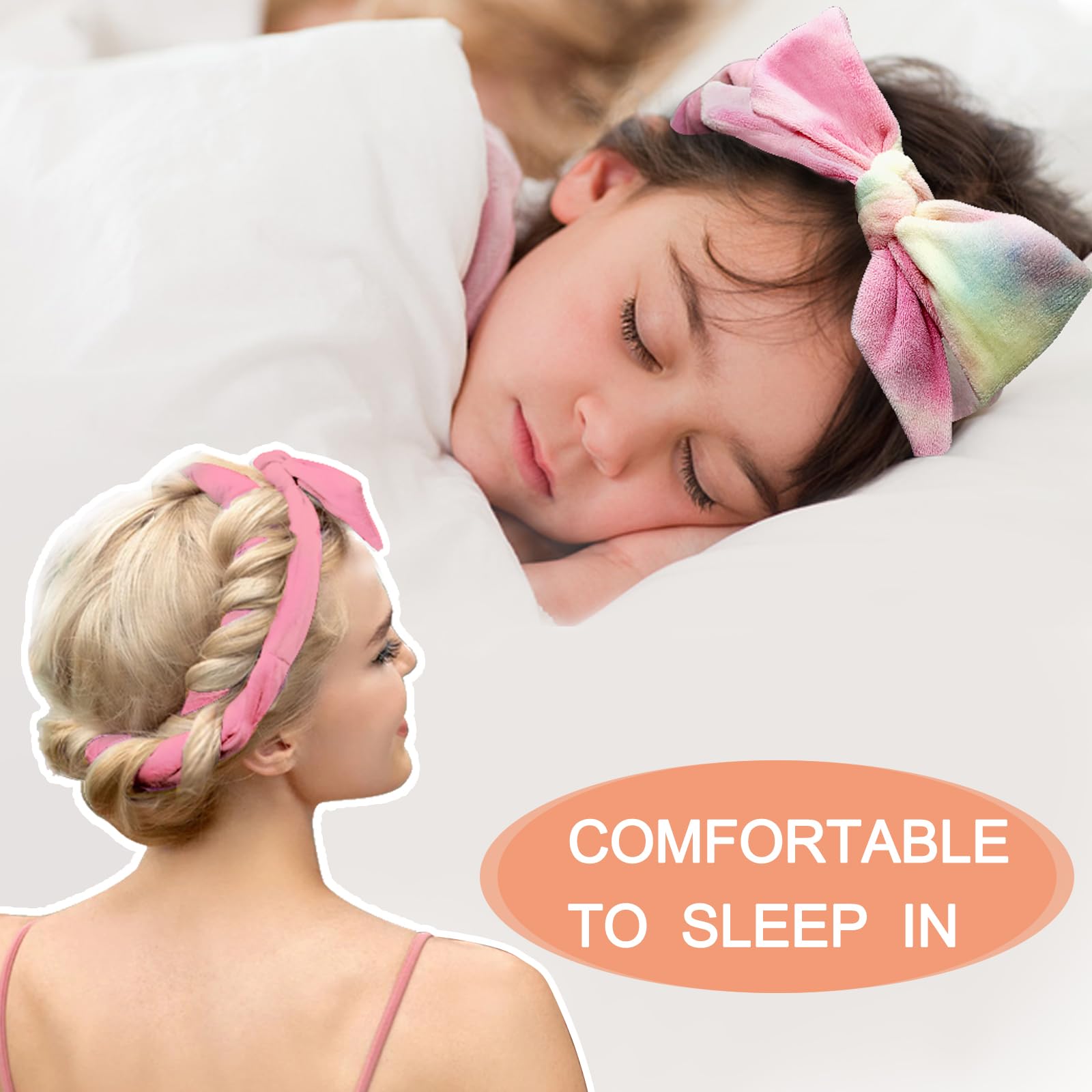 Heatless Curls Stirnband, extra lange Lockenwickler über Nacht, hitzeloses Lockenstab Stirnband für langes Haar, hitzelose Lockenwickler zum Schlafen, keine Hitze-Lockenwickler (rosa Geschenkbox)