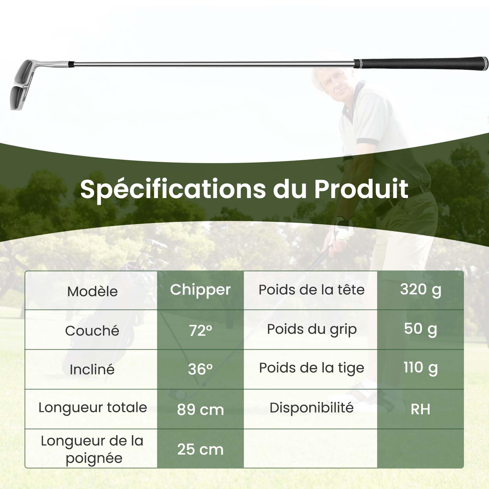GOPLUS Golf Chipper Club, Droitier 36 degrés, Lame de Pitching & Chipping pour Hommes & Femmes, Réduit Les Coups de Votre Petit Jeu