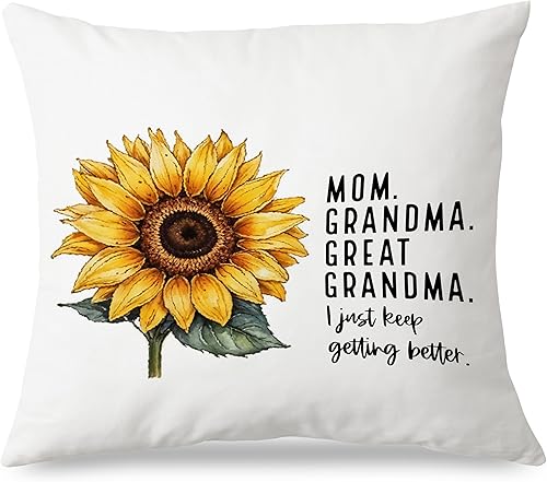 Fundas de almohada de 18 x 18 pulgadas, el mejor regalo para la abuela para el día de la madre, diseño floral para el anuncio de bebé GG para el