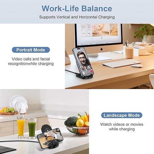 Miniatura 5 de Cargador inalámbrico de 15 W para teléfono Android Estación de carga rápida para Google Pixel 8 Pro7a76 Pro5, iPhone 15 Cargador inalámbrico Soporte