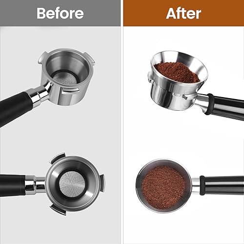 Miniatura 3 de Embudo dosificador de café de 2.283in y pantalla de disco  Anillo dosificador de café de acero inoxidable y placa de malla de filtro de café de