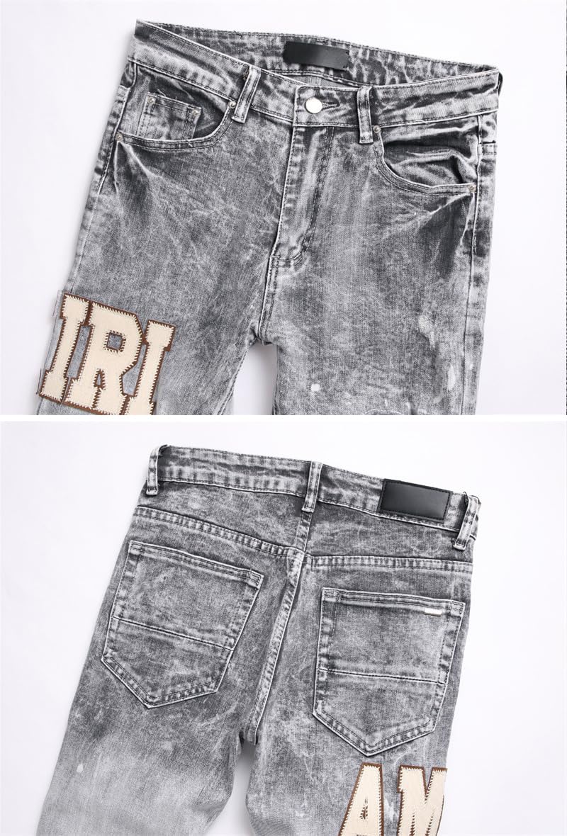 Vaqueros Hombre Slim Fit Rasgados - Pantalones Vaqueros Elásticos Ajustados, Moda Streetwear Y2K Casual, Diseño Moderno y Versátil para Cualquier Ocasión