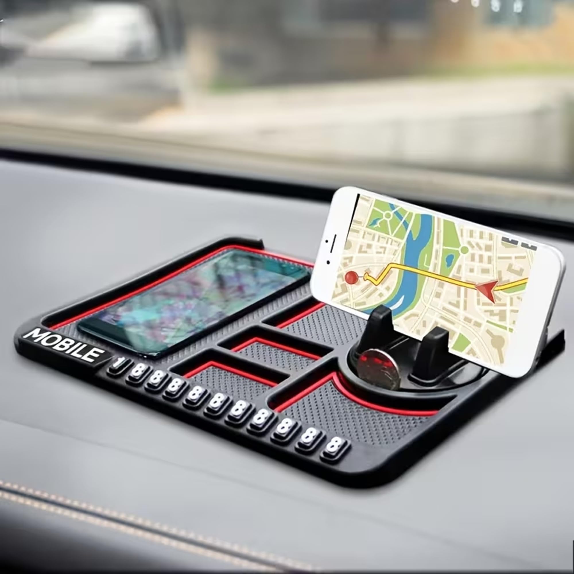 Anti-Slip Car Dashboard Mat Rubber Pad for Punch EV 2025 to 2026 Year Onwards All Models of Ta-ta Universal Non Slip Car Dashboard Sticky Mat for All Cars (Black)