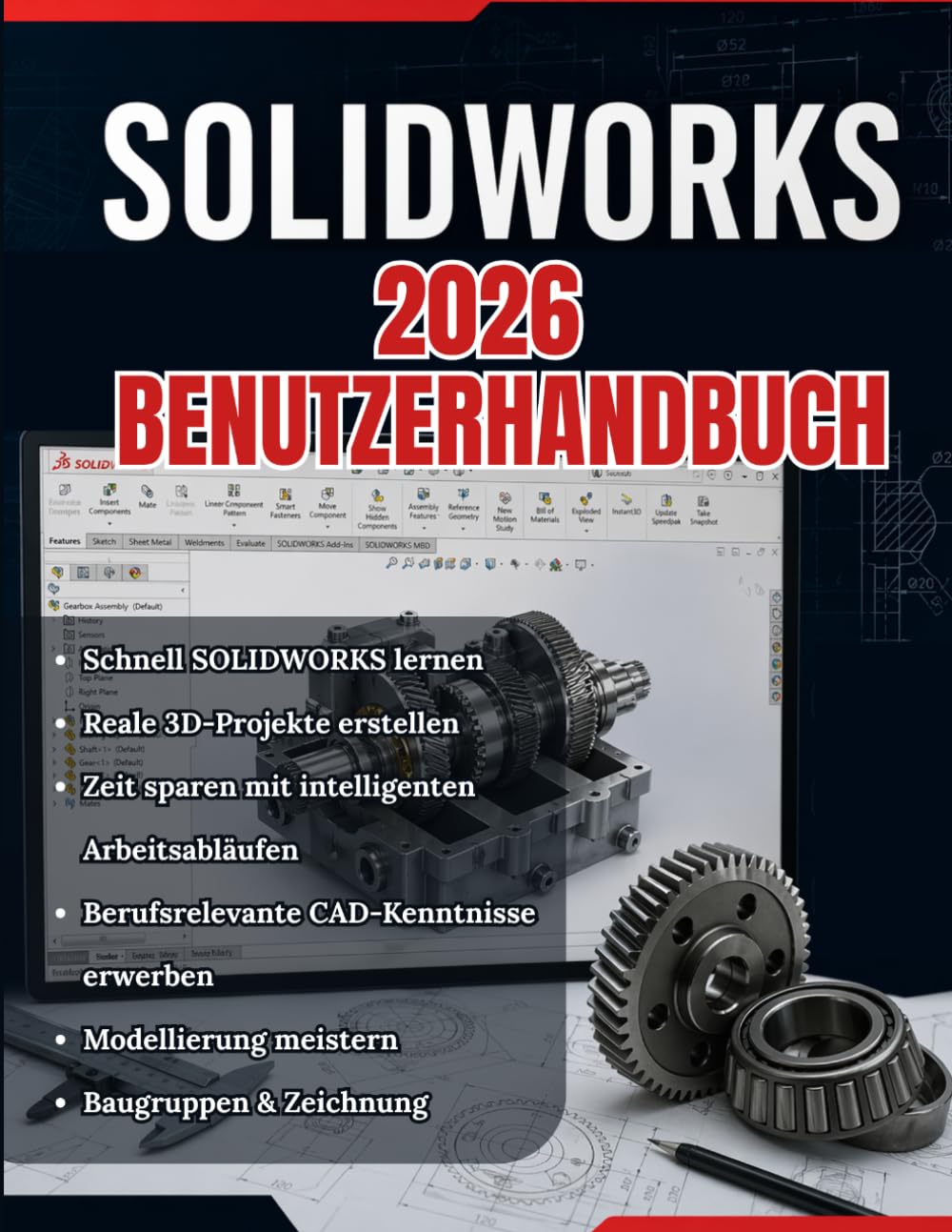 SOLIDWORKS 2026 BENUTZERHANDBUCH: Vom Anfänger zum Profi: Eine vollständige Schritt-für-Schritt-Anleitung für 3D-Modellierung, Baugruppenkonstruktion und technische Zeichnungen für reale Anwendungen