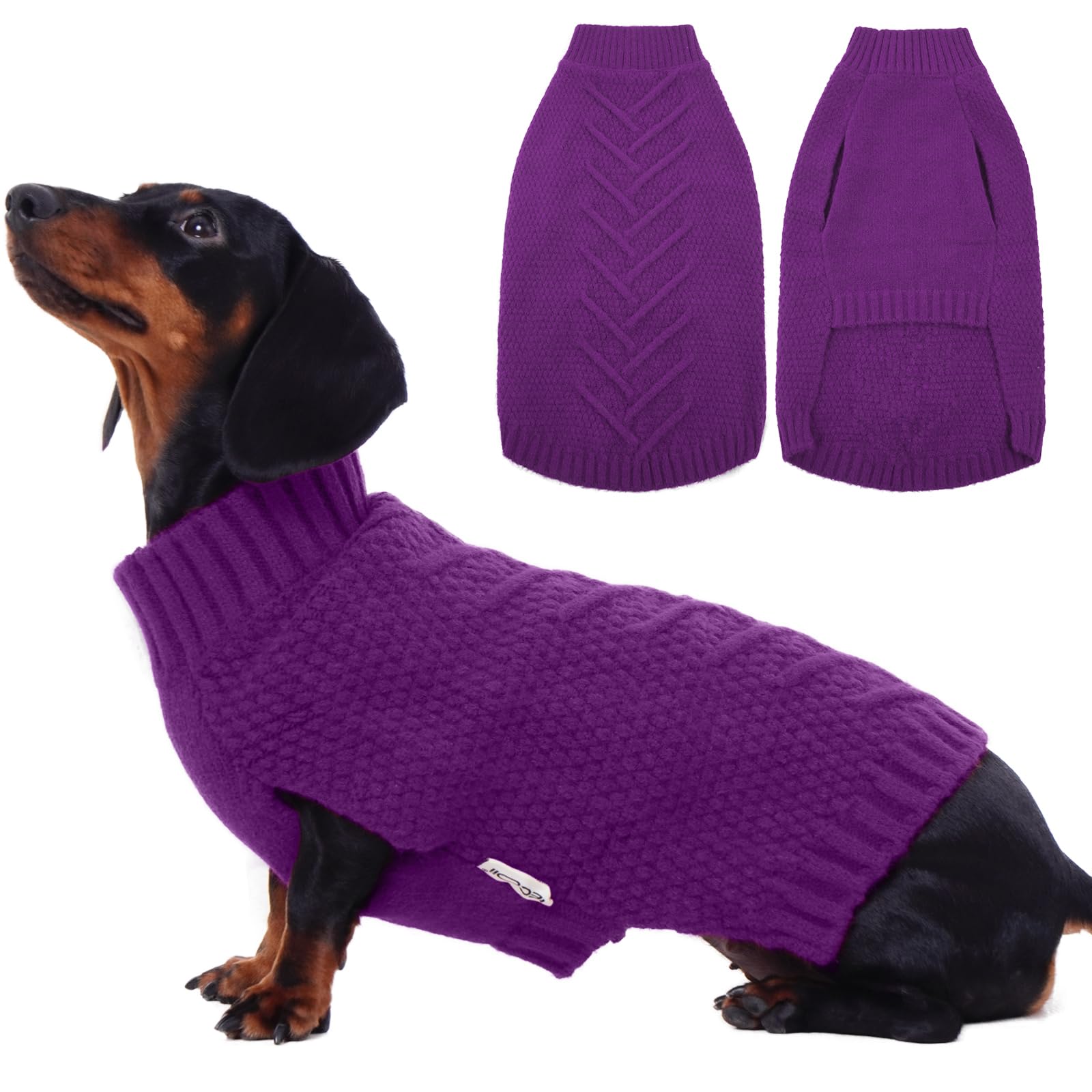 Chandail pour chien taille moyenne IECOii pull tricoté thermique hiver violet M