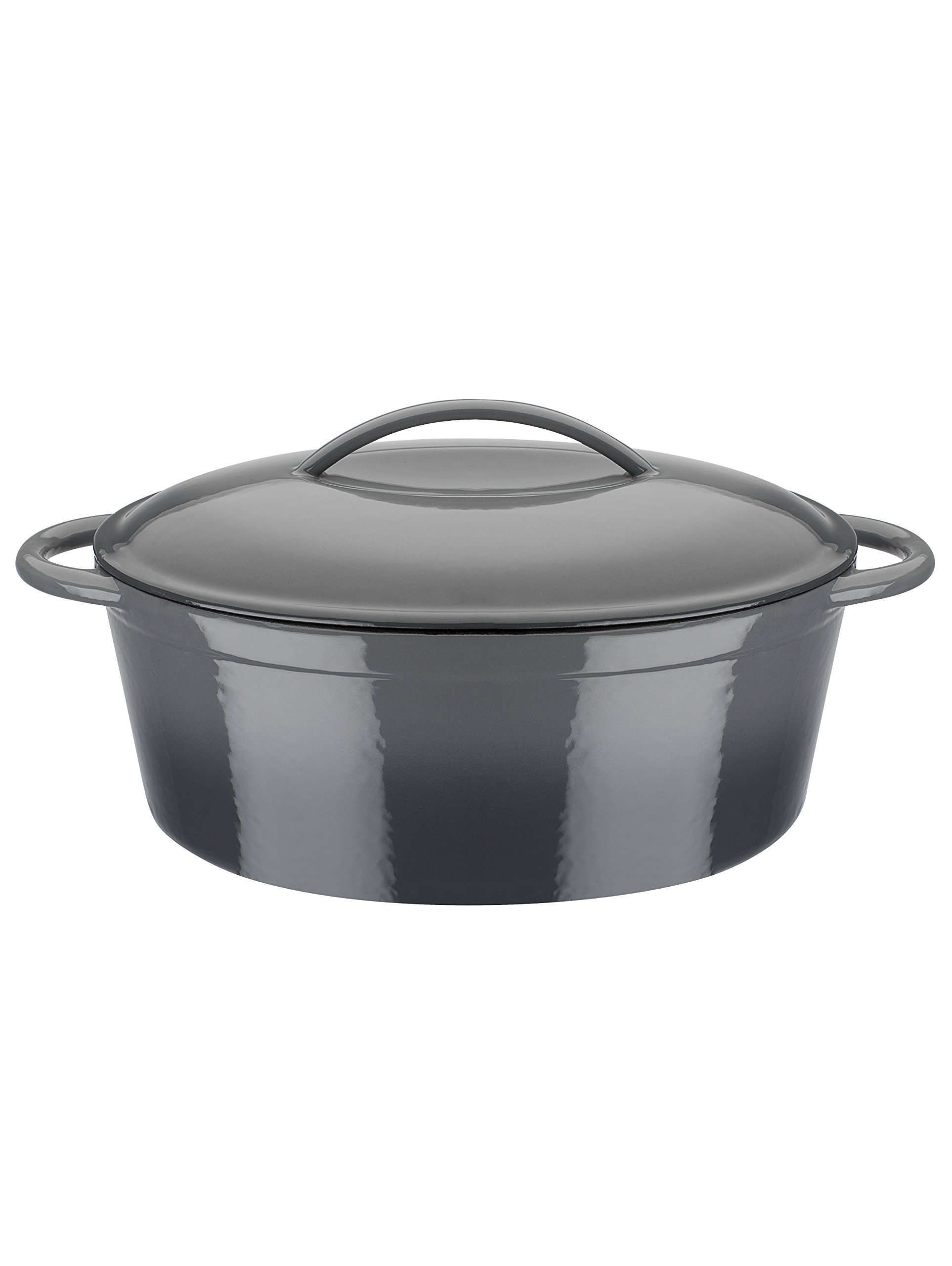 GSW Stahlwaren GmbH Oval Roaster, Grey, 33 x 25 13 cm, 7 L, Cast Iron, 33 x 25 x 13 cm