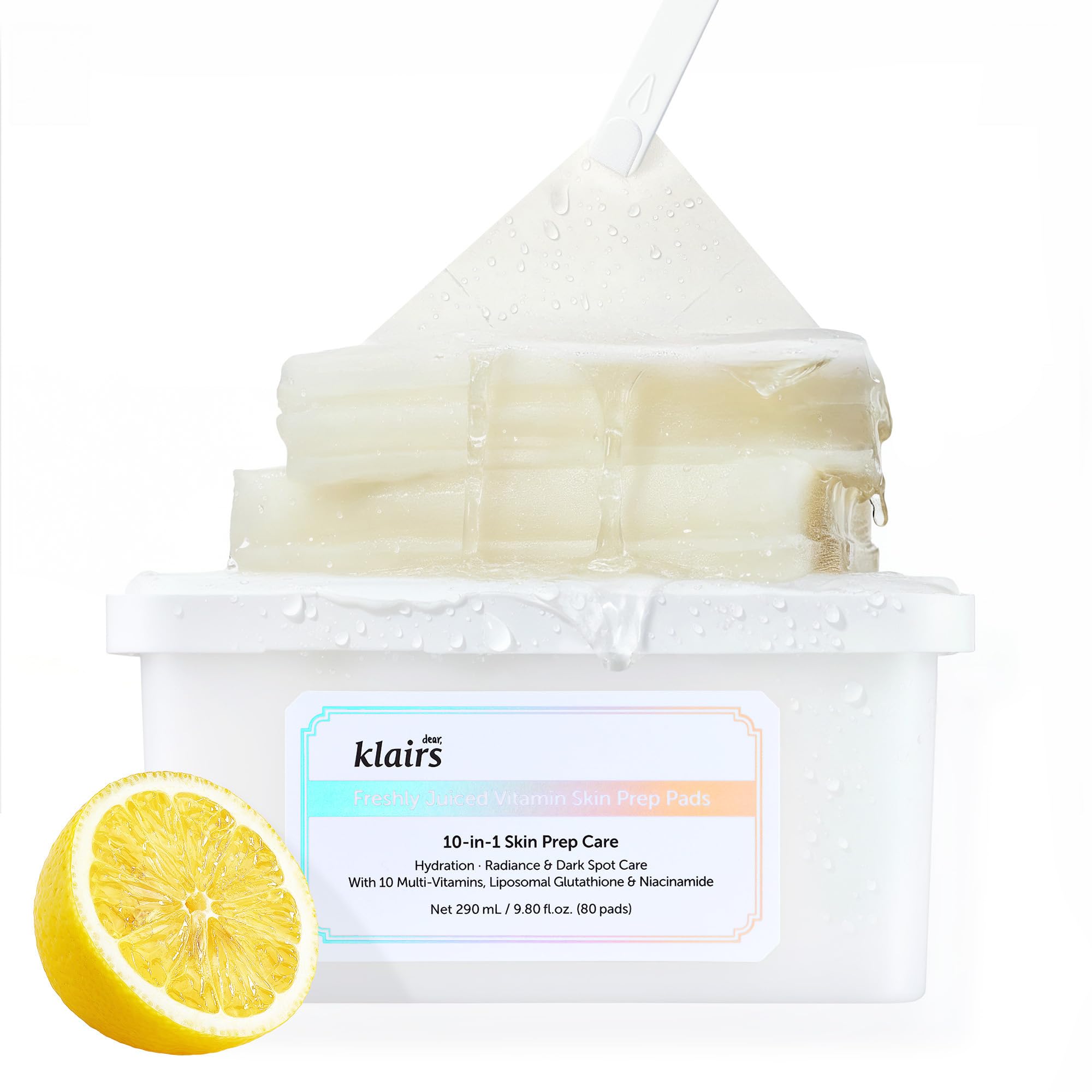 DearKlairs Freshly Juiced Vitamin Toner Pads, TikTakTok Easy Pick & Stick, Makeup Prep, Liposomal Glutathione, Easy-split, Glow, Glass Skin,