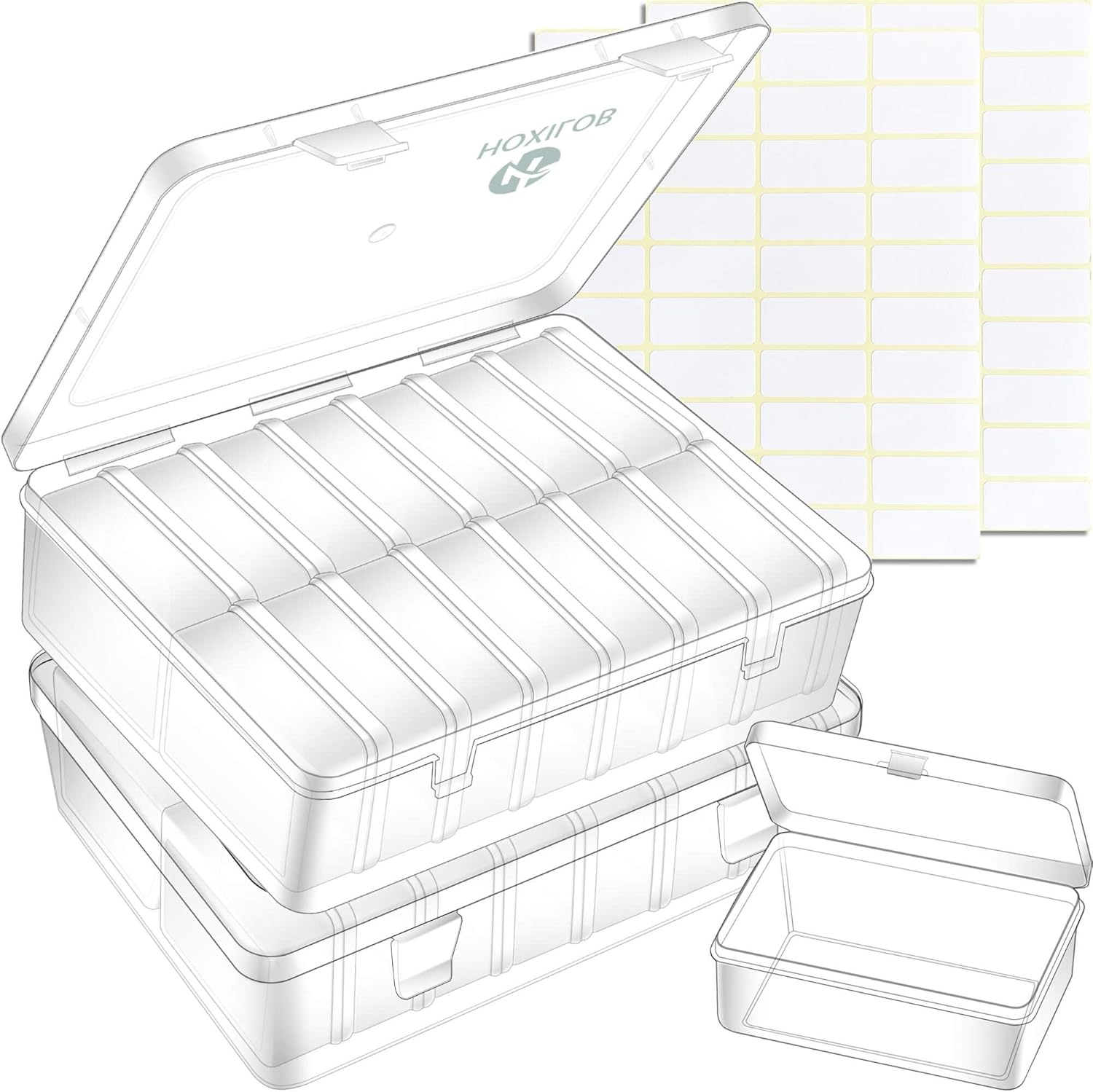 30 Pieces Bead Organizer Boxes, Medium Clear Plastic Storage Container with Labels, Large Craft Case Ideal for Big Beads Jewelry Making Supplies DIY Bracelets Screws Seeds Mini Tools and Small Parts 2 Pack 30 Pcs 3.1" x 2.2" x 1.2"
