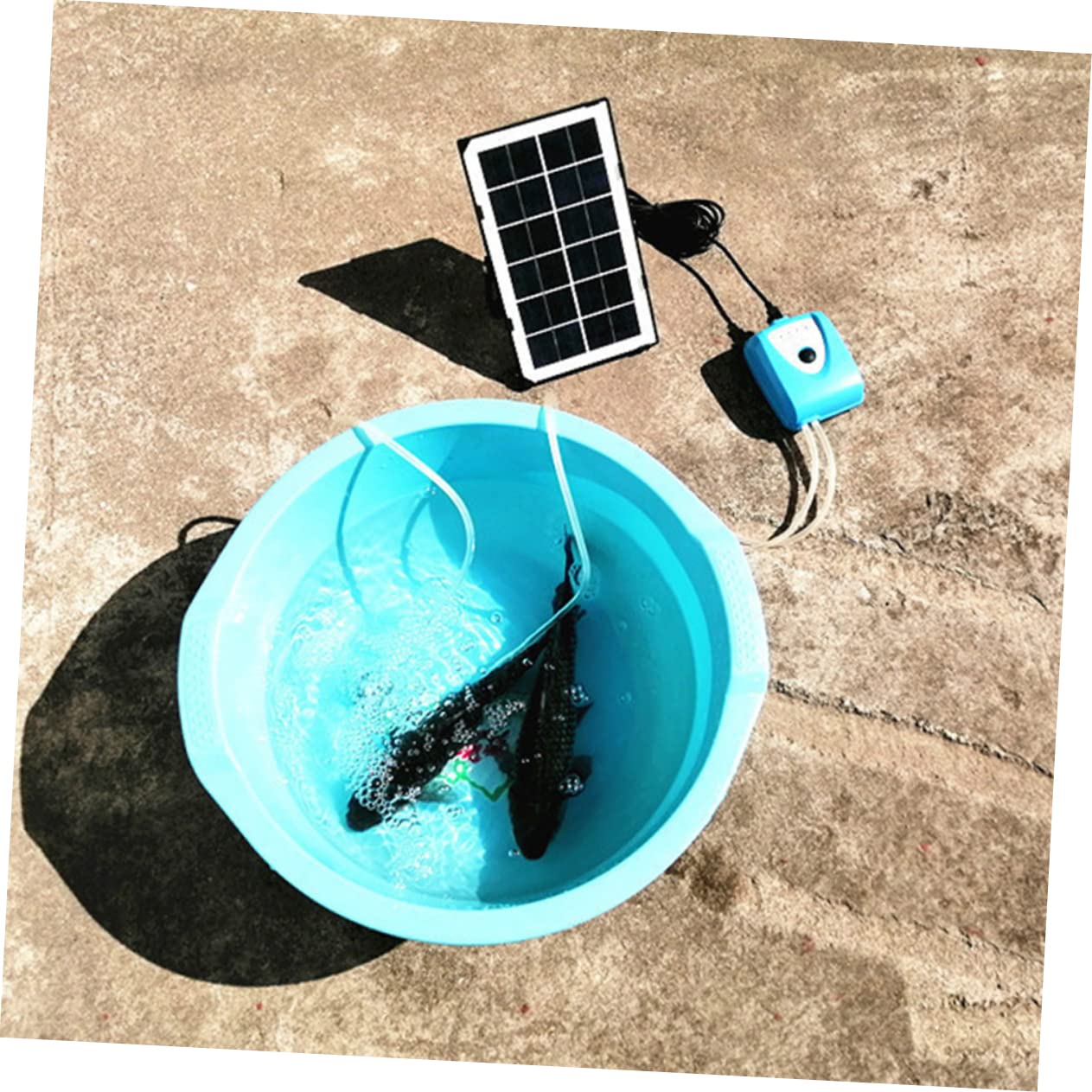 FOMIYES Bomba de Oxígeno para Pecera Doble Orificio Alimentada por Energía Solar para Acuario y Pesca al Aire Aireador de Pecera