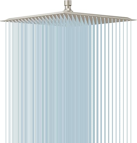 Miniatura 19 de BESy - Cabezal de ducha efecto lluvia cuadrado, de acero inoxidable de alta presión, de 1/16”, ultra fino, cobertura de cuerpo completo con boquilla