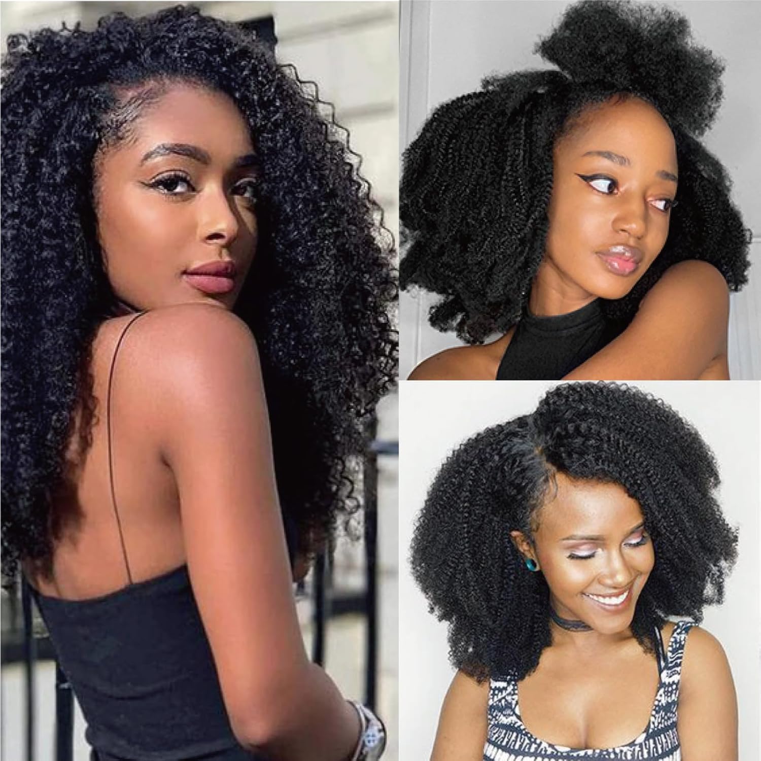 Afro Kinky Curly Clip in Hair Clip in Extensions 8pcs 120g/set 10A 4C Hair Extensions Human Hair Brazilian Virgin Natural Hair Clip Ins for Black Women Natural Black 18 Inch
