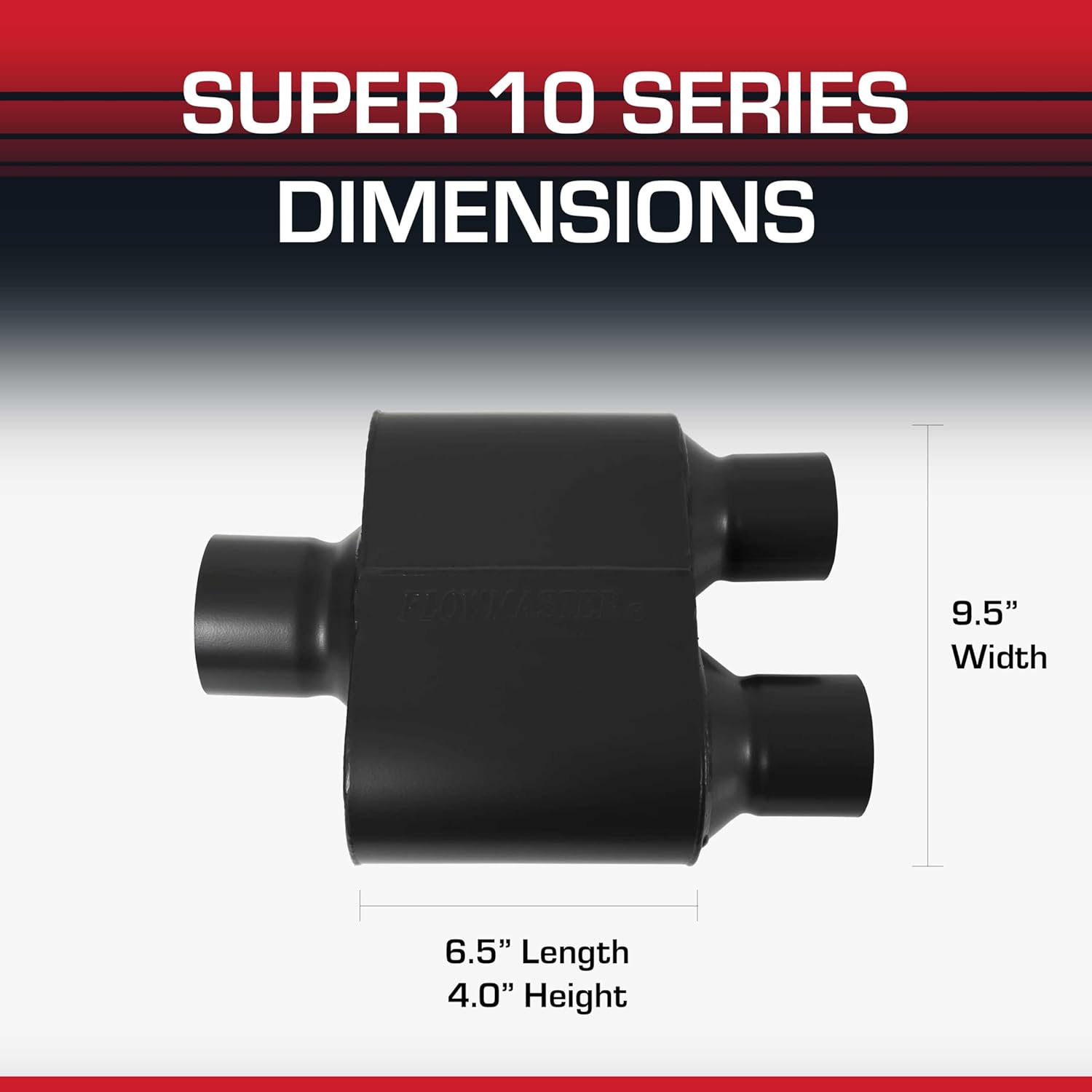 Flowmaster Super 10 Series Chambered Muffler – 3.00" Center In / 2.50" Dual Out – Race-Inspired Sound – 409 Stainless Steel – Ideal for Muscle Cars, LS Swaps, Drag Cars & Off-Road Builds (8430152)