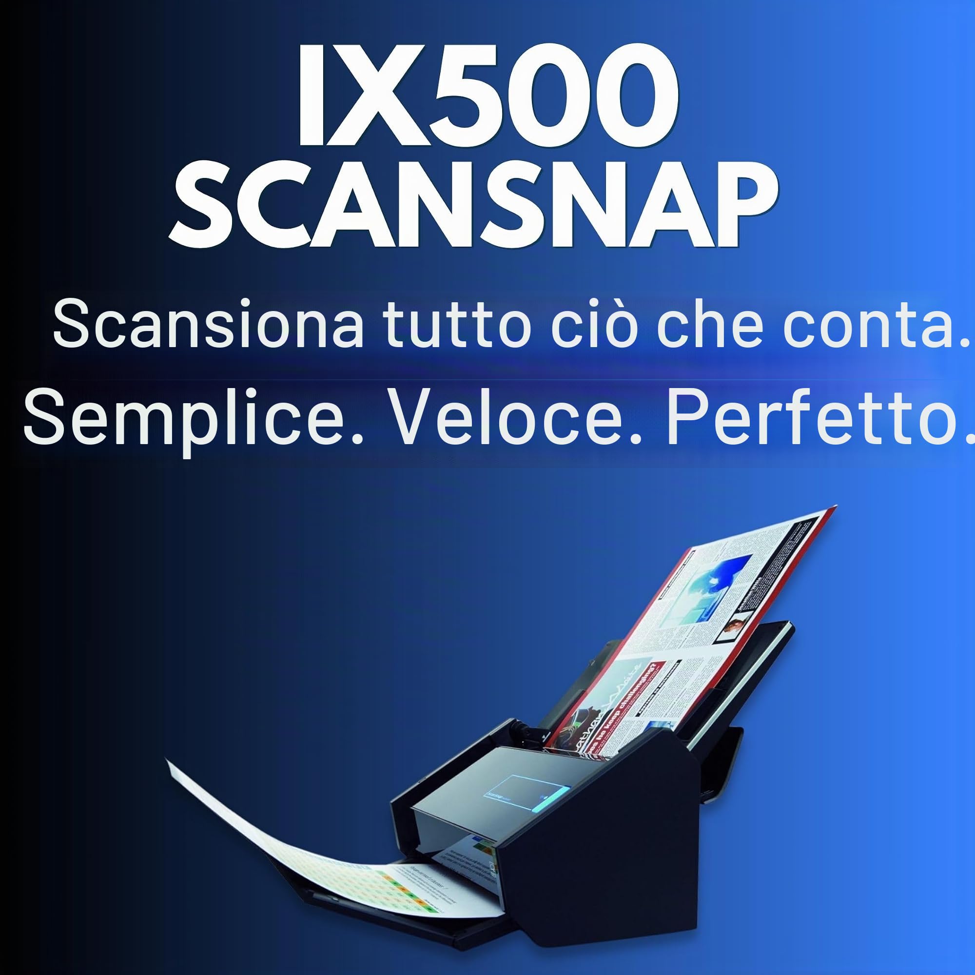 Gedikum Fujitsu IX500 ScanSnap - Scanner USB ad alta velocità compatibile con cloud per documenti, foto e ricevute per Mac e PC - Garanzia 1 anno - ADF con scansione fronte/retro