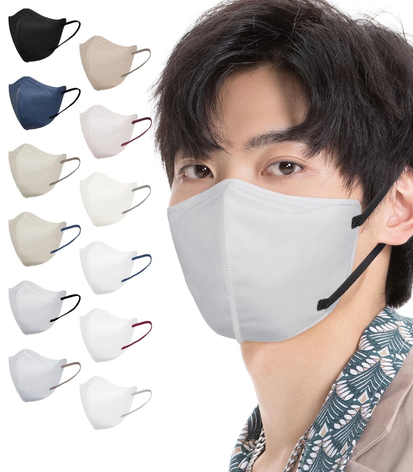 [Hellozebra] 立体マスク 大きめ メンズ バイカラー 3Dマスク 黒 不織布 30枚入 グレー 不職布マスク カラー 耳が痛くならない バイカラー 国内検品 飛沫対策 花粉用 息がしやすい 5dおしゃれマスク 15枚入りで個包装 グレー×纽ブラック
