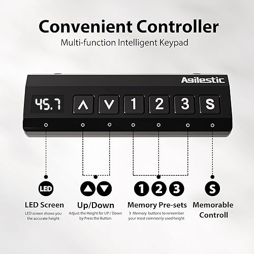 Miniatura 8 de Agilestic Escritorio de Pie en Forma de L de 59 Pulgadas de Altura Ajustable, Escritorio de Esquina Eléctrico de Pie, Mesa de Computadora Sit Stand