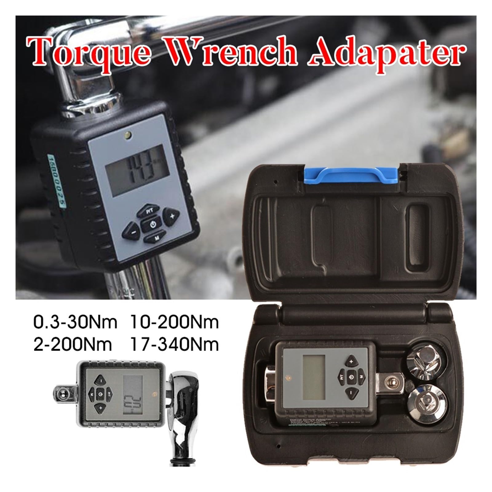 Torque Adapter 3 stuks Set Elektronische Digitale Momentmeter Wrench Adapter 0.3-30Nm 10-200Nm 2-200Nm Verstelbare Spanner Wrench Car Repair Tool (Color : 1, Size : 2-200NM 3 Sets Torque Adapter 3 stuks Set Elektronische Digitale Momentmeter Wrench Adapter 0.3-30Nm 10-200Nm 2-200Nm Verstelbare Spanner Wrench Car Repair Tool (Color : 1, Size : 2-200NM 3 Sets
