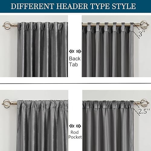 Vista 171 de PRIMROSE Juego de 2 paneles opacos de cortinas de terciopelo con trabillas traseras, 72 pulgadas largo, para la sala o dormitorio, decoran ventana