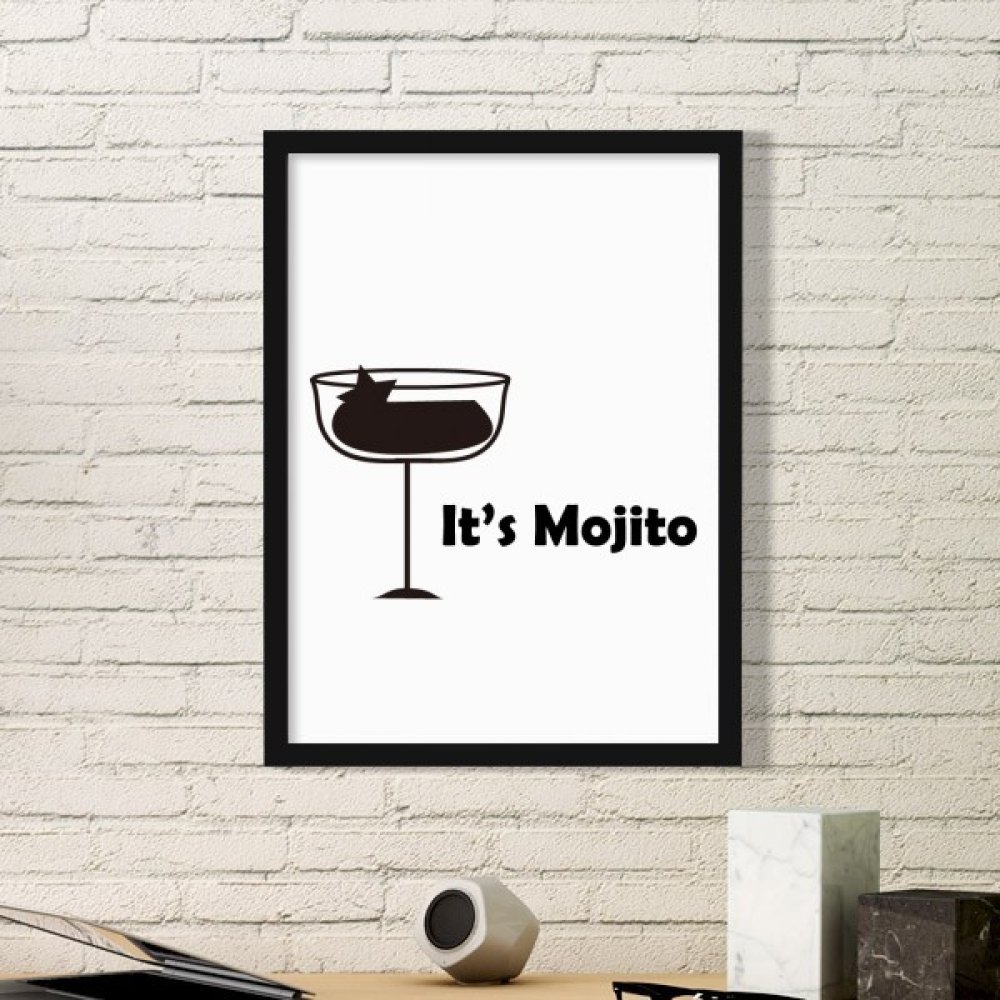 Affiche Mojito avec cadre photo noir peinture coupe cocktail sticker mural maison